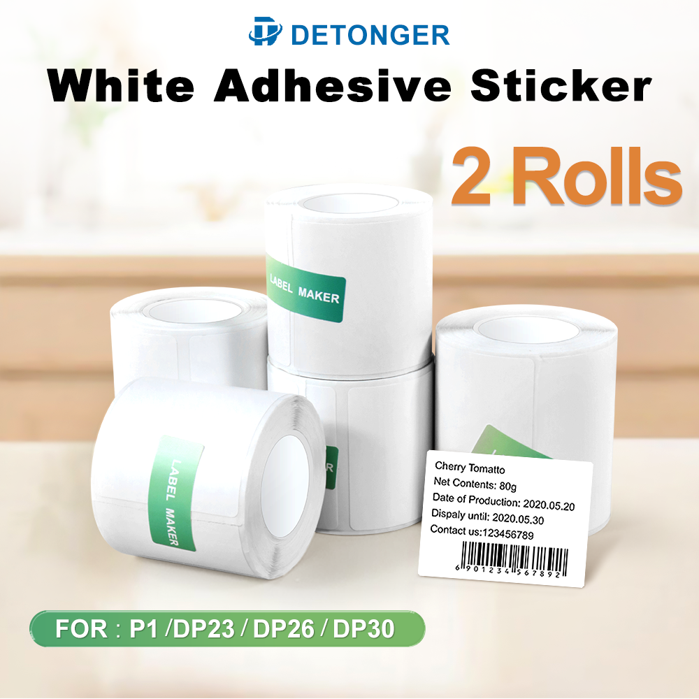 Commercial Printer - DETONGER 2 Rolls White Square Self-Adhesive
