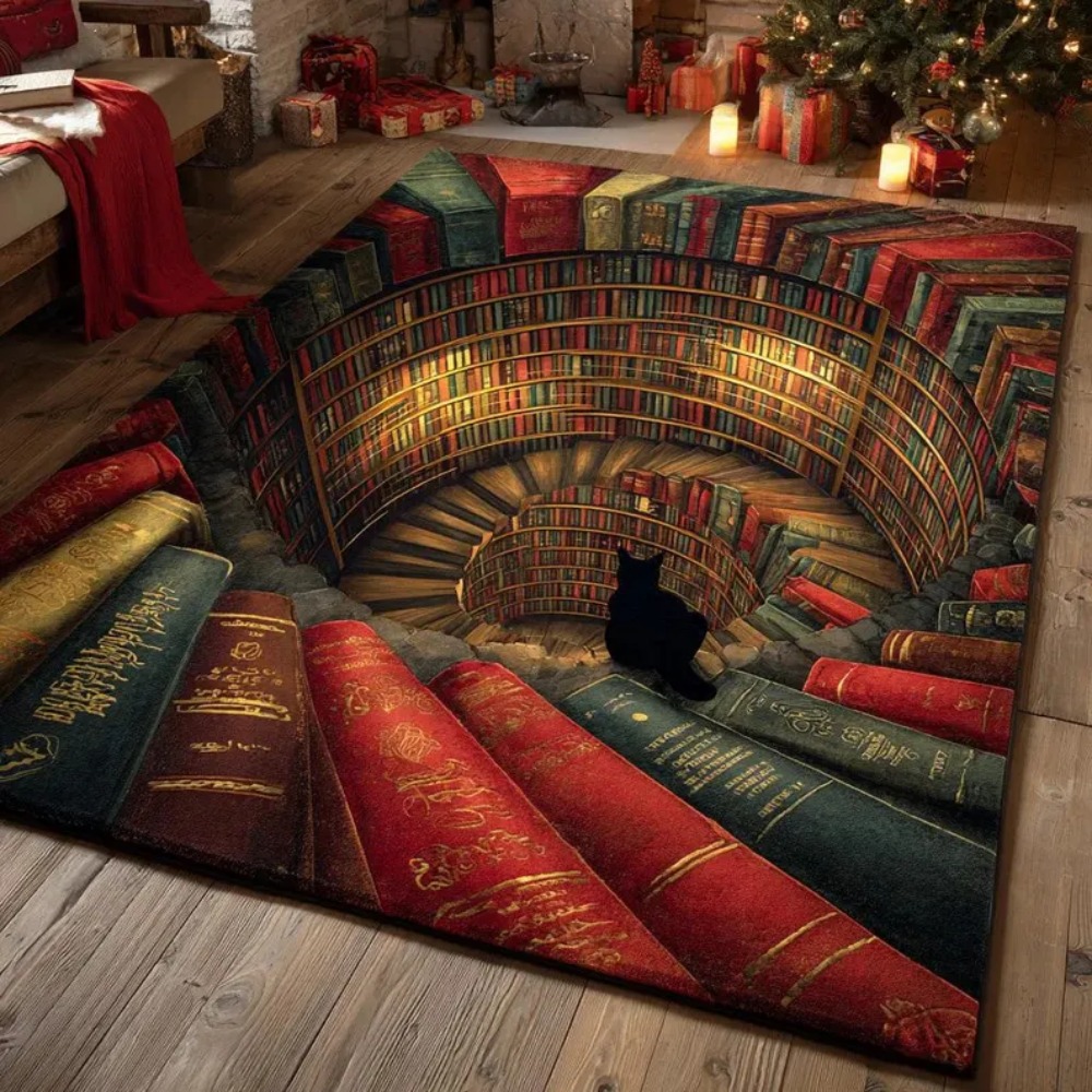 Commercial Book Printing Machines - Library Books 3D Illusion Rug Reading