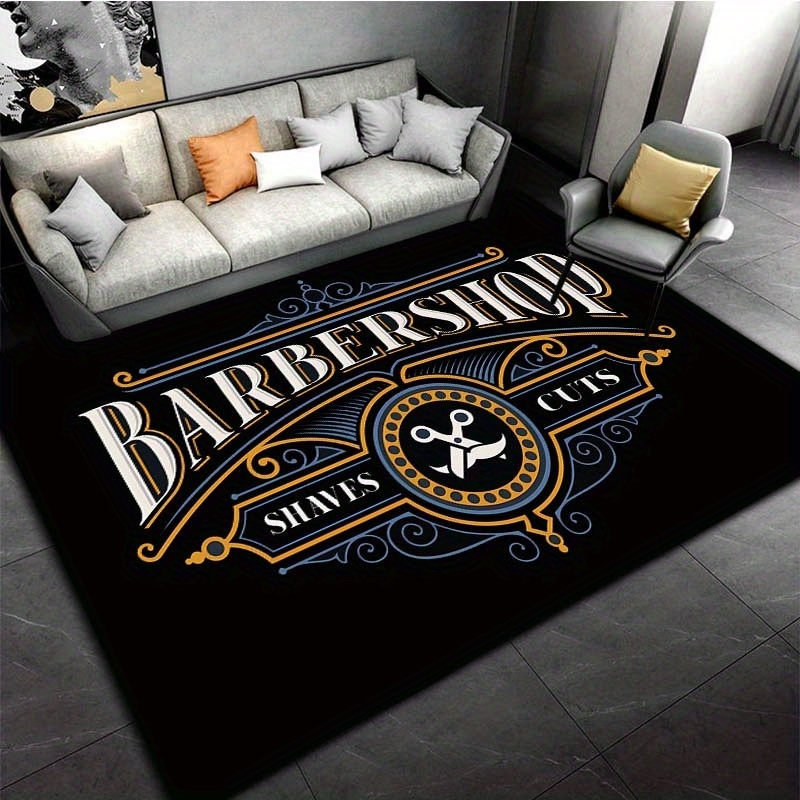 Commercial Printing Shop - VIKAMA Vintage Barbershop Area Rug, Non-Slip