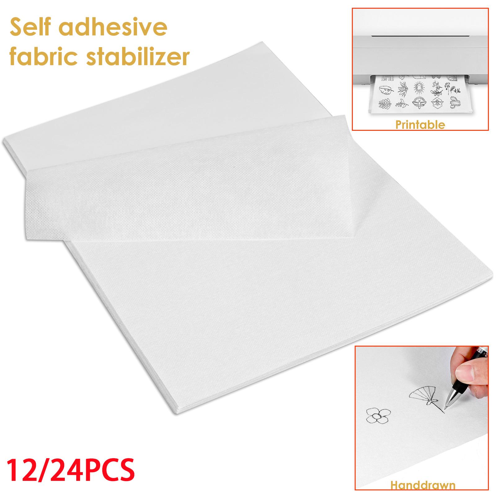 Embroidery Stabilizer Backing - 12/24PCS Sticky Water Soluble Embroidery Stabilizer