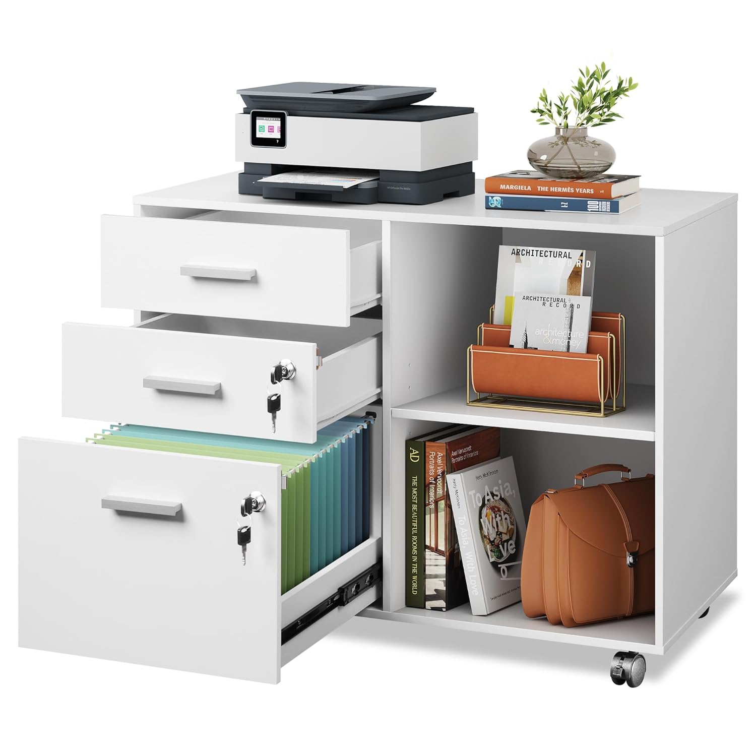 Commercial Printer - 3-Drawer Wood File Cabinet with Lock,