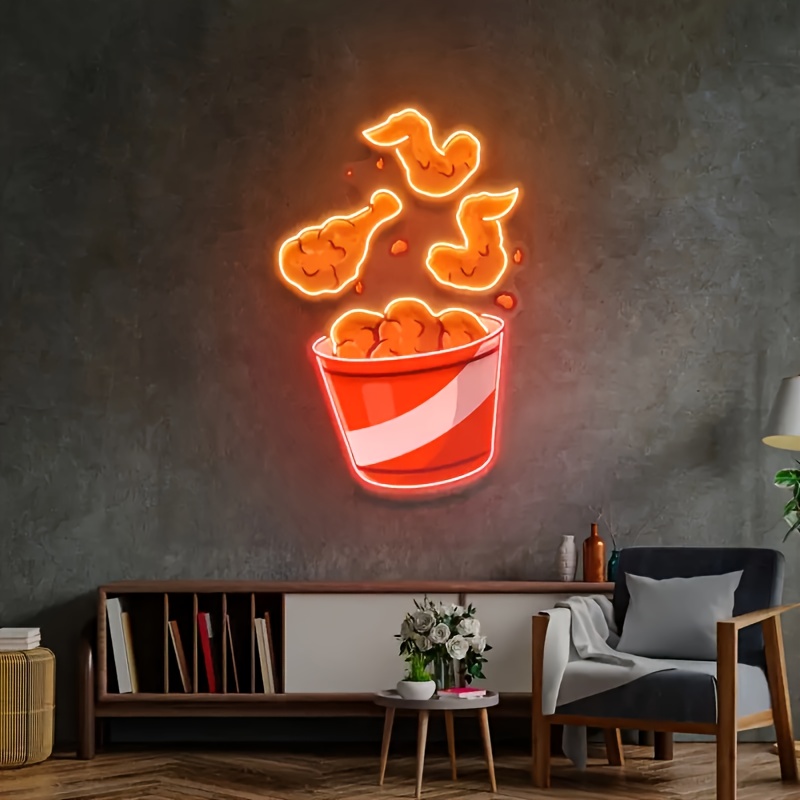 Commercial Printing Shop - Fried Chicken Leg Neon Sign USB