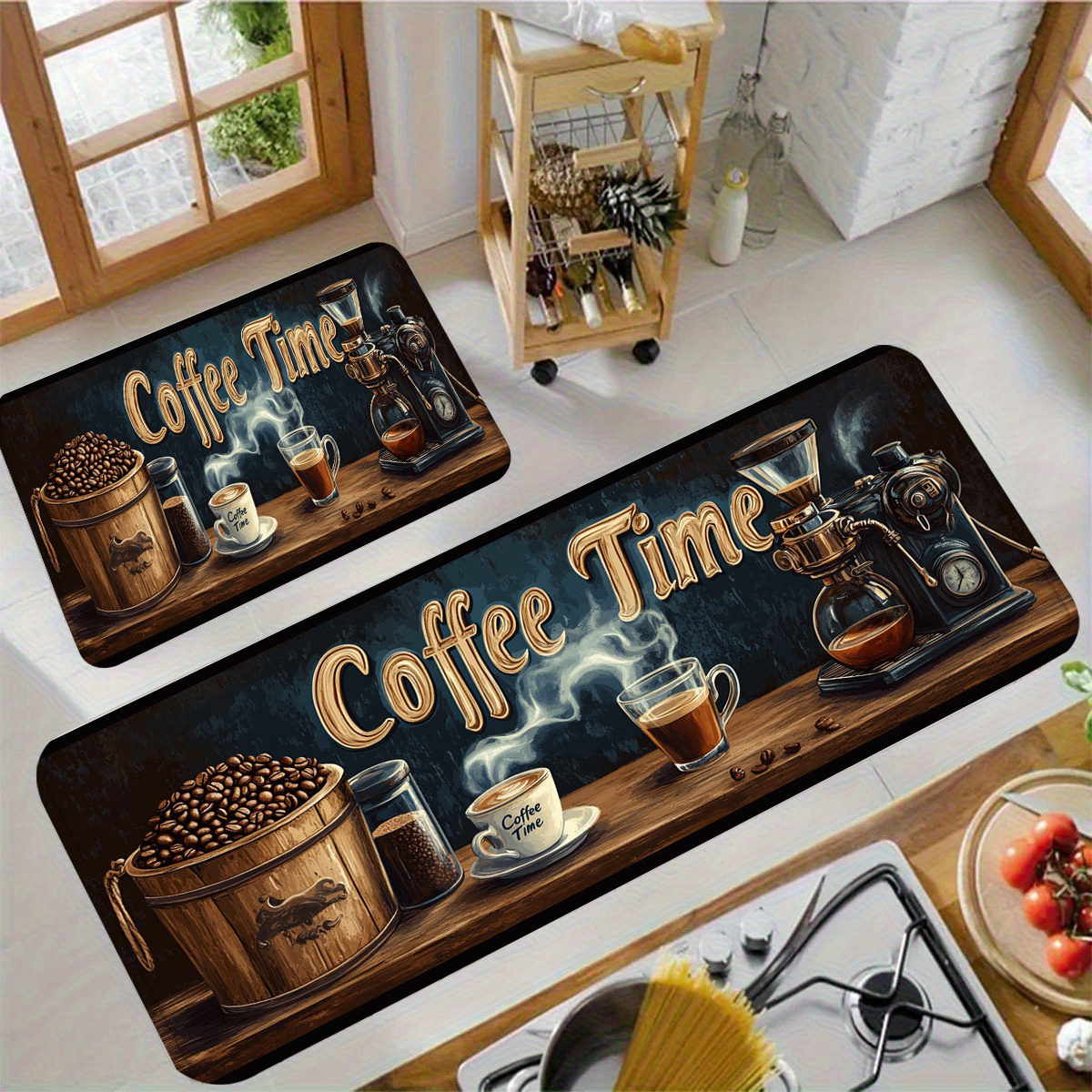 Commercial Printing Shop - Coffee Cup Printed Long Carpet Coffee