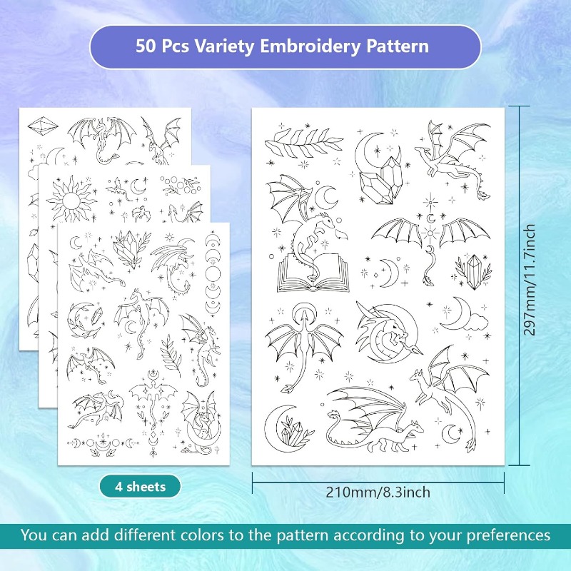1Set 4Sheets Dragon Water Solu - Embroidery Stabilizer Backing のレビューと価格