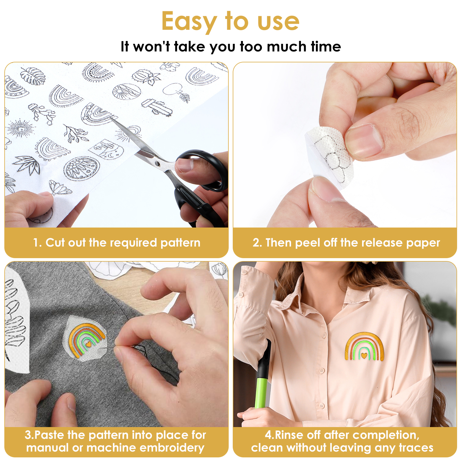 12/24PCS Sticky Water Soluble  - Embroidery Stabilizer Backing のレビューと価格