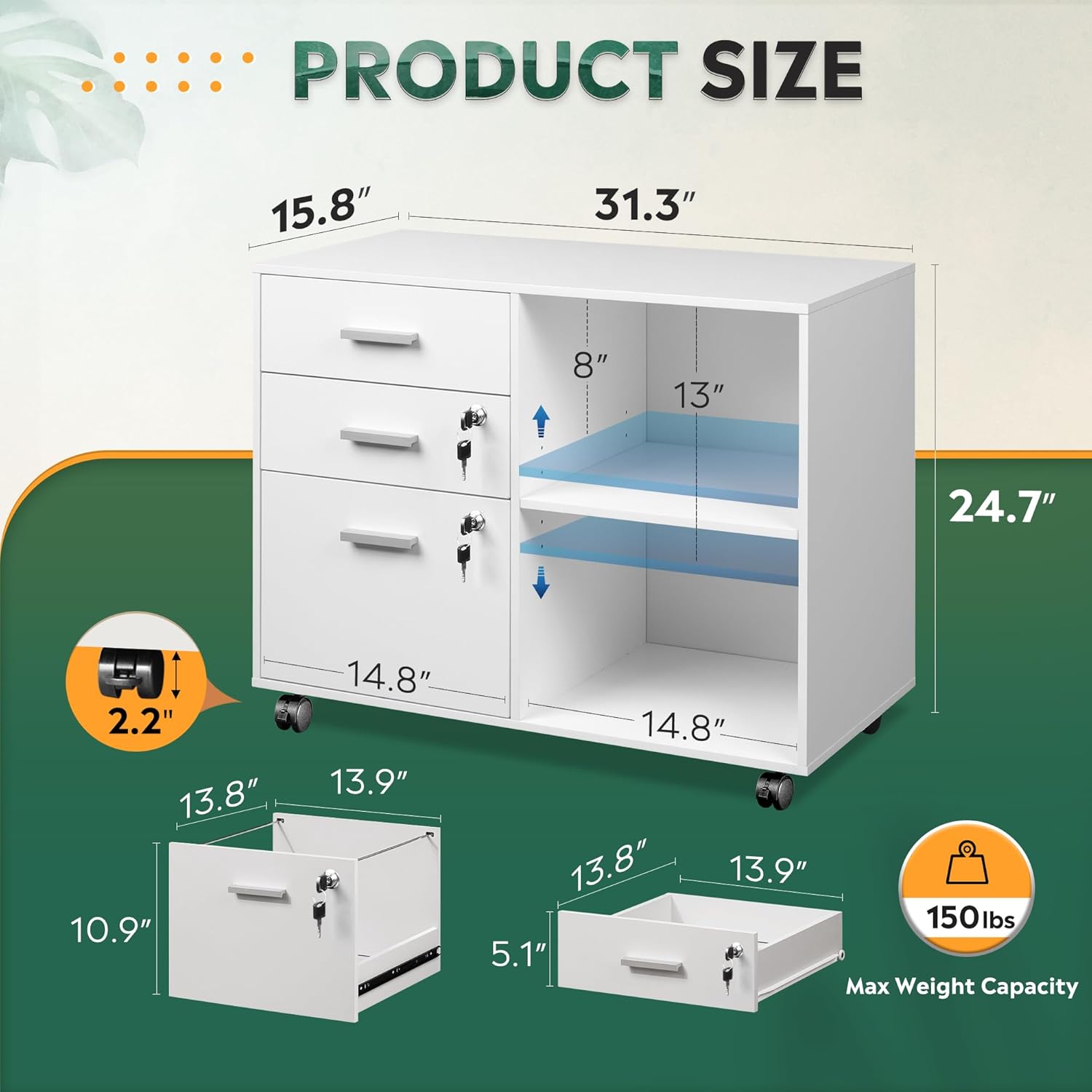 3-Drawer Wood File Cabinet wit - Commercial Printer のレビューと価格