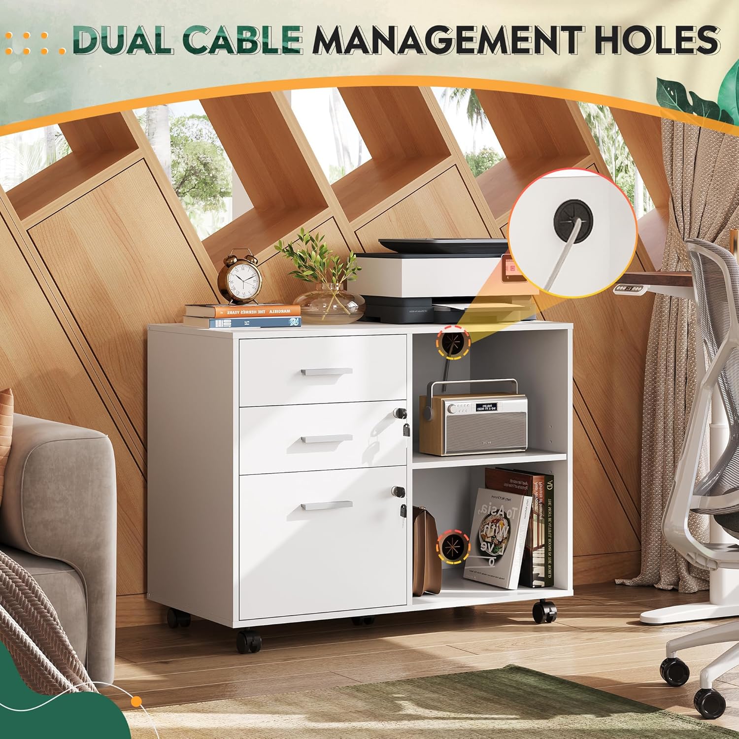 3-Drawer Wood File Cabinet wit - Commercial Printer のレビューと価格