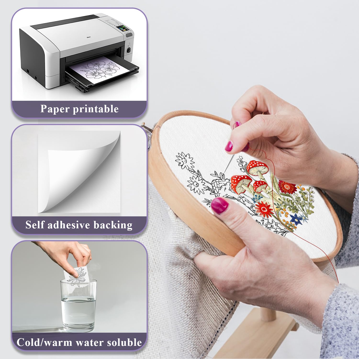 10/5Pcs Water Soluble Embroide - Embroidery Stabilizer Backing のレビューと価格
